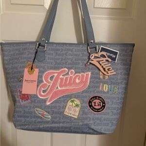 Juicy Couture Light Blue Tote with Patches